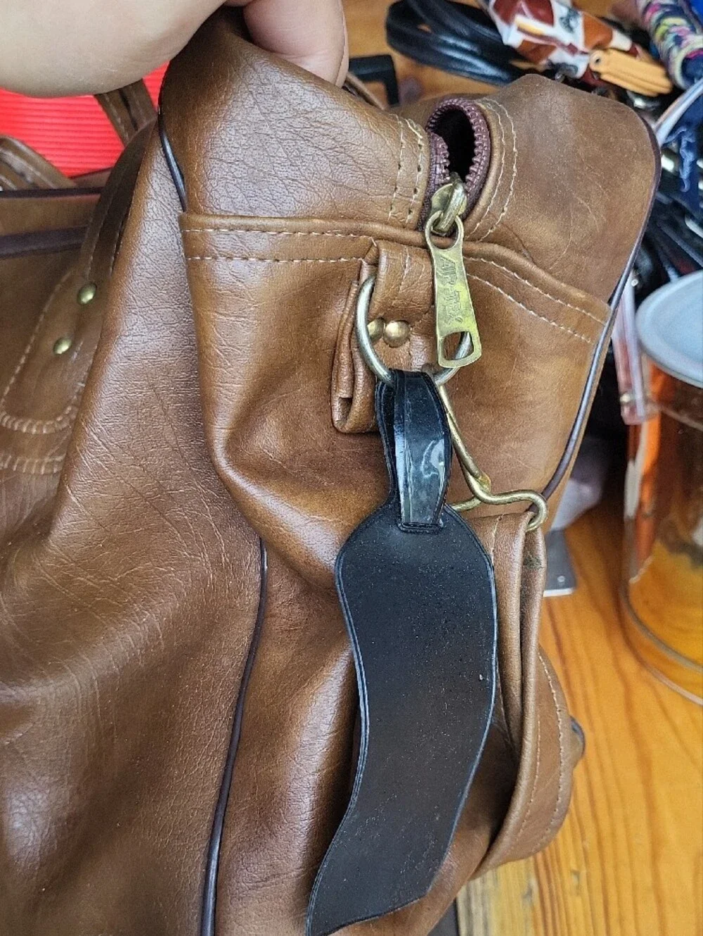 Leather Travel Weekender Bag - Brown